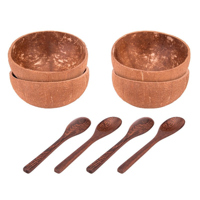 Coconut Bowls Medium Natural Family Pack